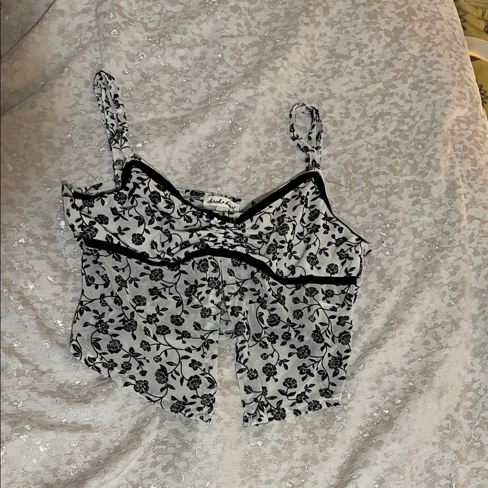 Derek Heart Black and White Floral Camisole